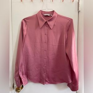 & Other Stories Fitted Pink Satin Shirt Size 8